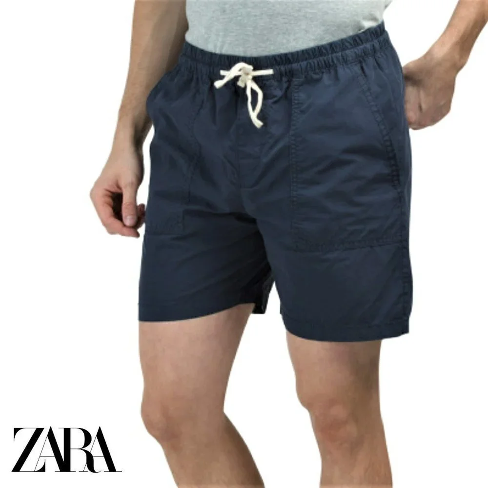 NWT ZARA Cotton Drawstring elastic waist Bermuda Shorts